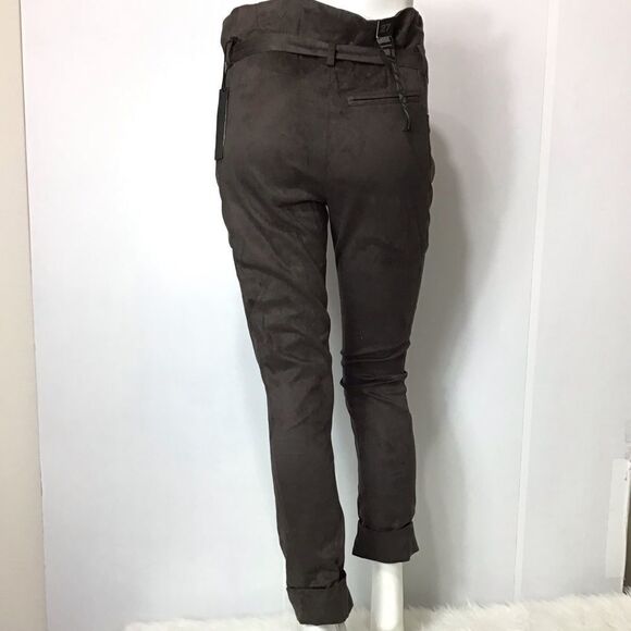 Joe’s Jeans Chocolate Brown The PANTS Poly Suede High Waist Cuff Pants 27 - Picture 7 of 8